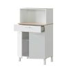 Recibidores Modernos Muebles Bonitos | Mueble Auxiliar De Cocina 2 Puertas Y 1 Caj N Modelo Malta En Color Blanco Y Sonoma