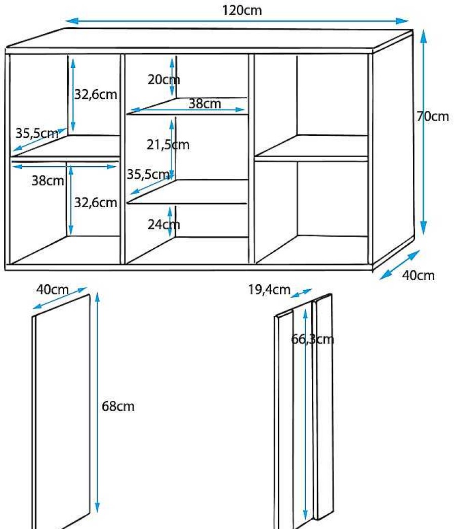 Salones Modernos Muebles Bonitos | Aparador Modelo Luke A1 (120X70Cm) Color Negro Y Blanco