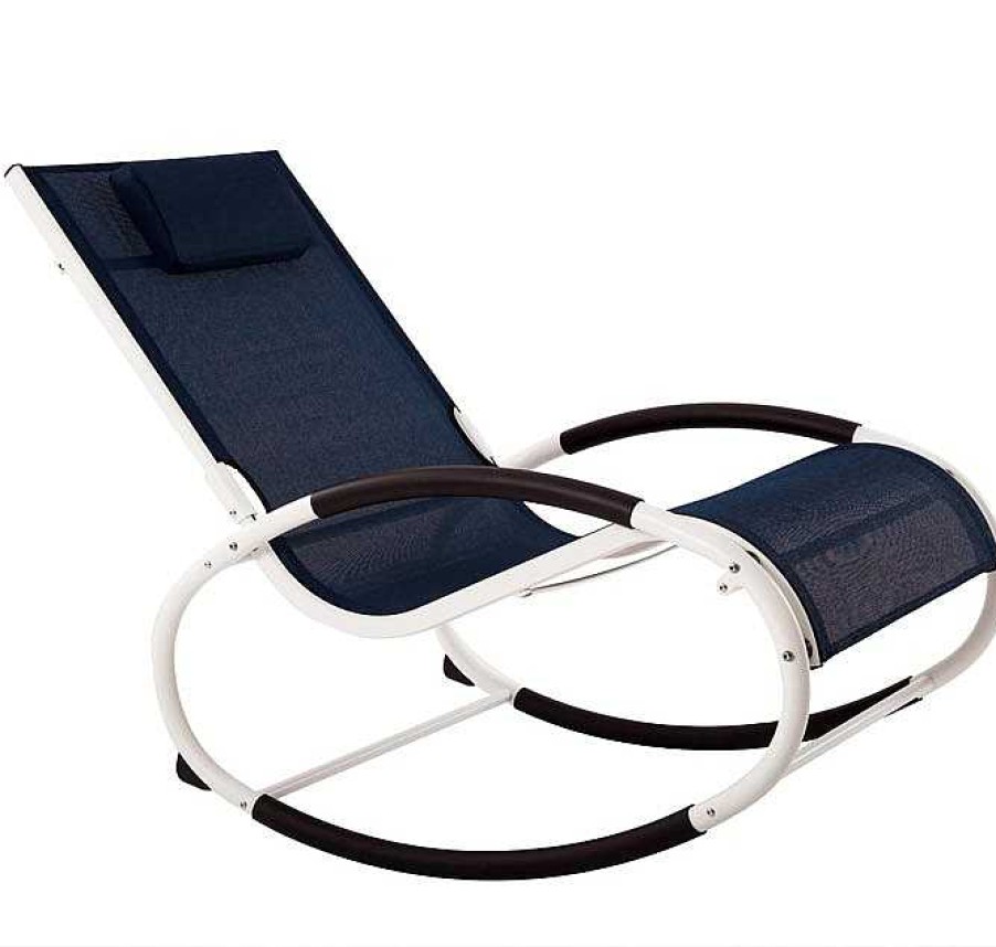 Muebles De Jard N Muebles Bonitos | Wave Rocker Longue - Aluminum - Navy On Matte White