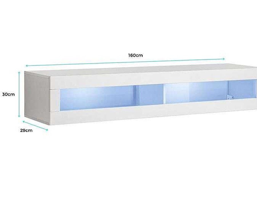 Salones Modernos Muebles Bonitos | Vitrina Colgante Modelo Krista H160Cr (160X30Cm) En Blanco