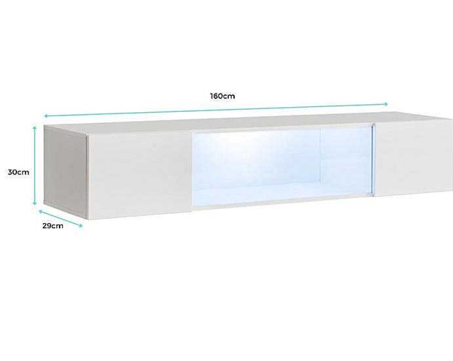 Salones Modernos Muebles Bonitos | Vitrina Colgante Modelo Krista H160Cc (160X30Cm) En Blanco Y Negro