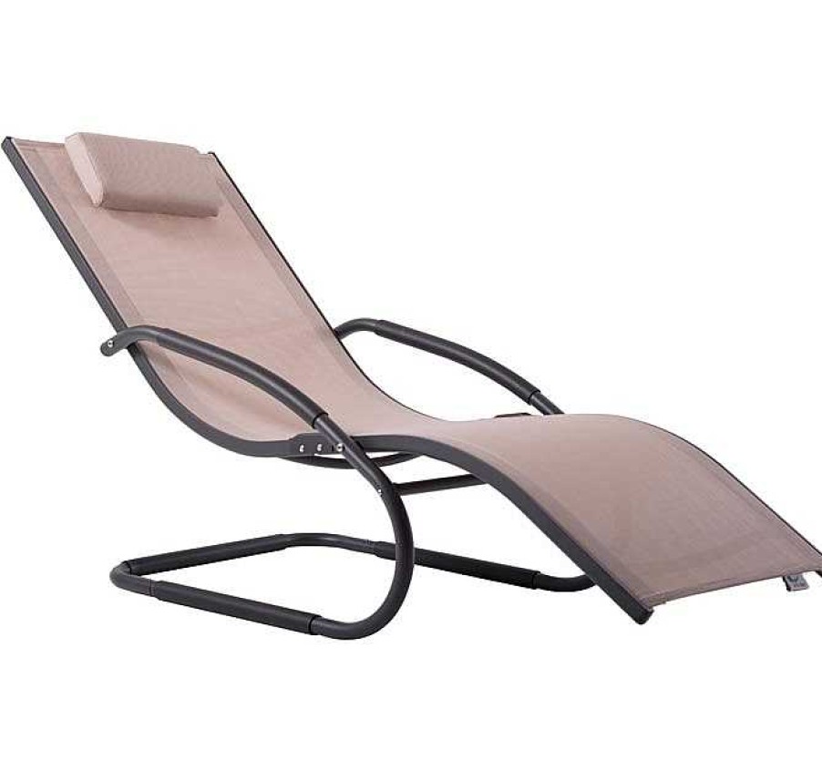 Muebles De Jard N Muebles Bonitos | Wave Chaise Longue - Aluminum - Macchiato On Matte Grey