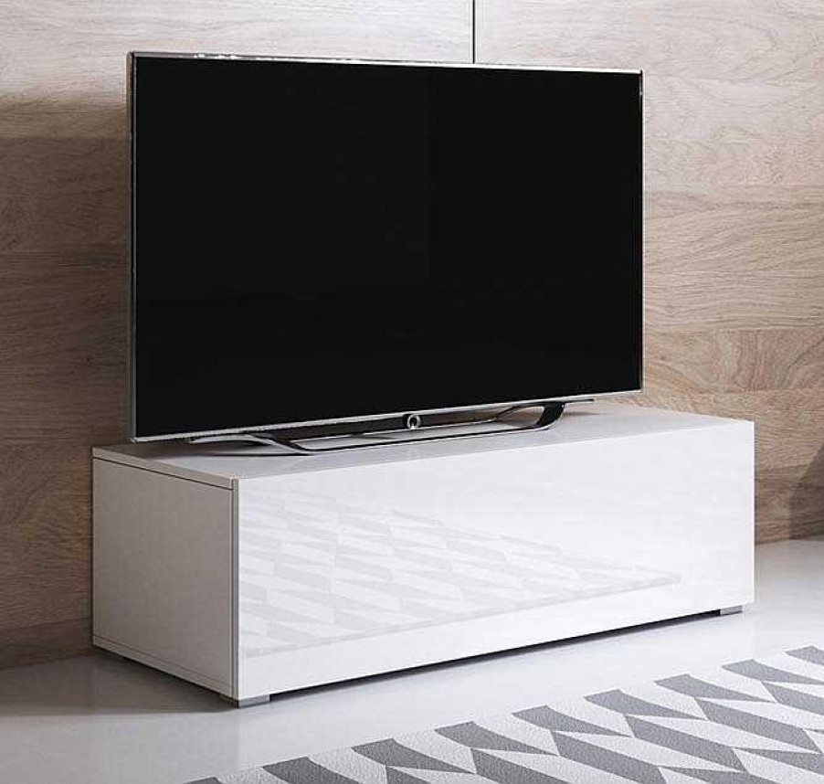 Salones Modernos Muebles Bonitos | Mueble Tv Modelo Luke H1 (100X32Cm) Color Blanco Con Patas Est Ndar