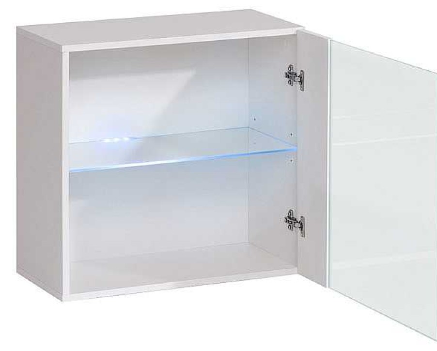 Salones Modernos Muebles Bonitos | Vitrina Colgante Modelo Berit Ld 60X60 En Color Roble Con Led