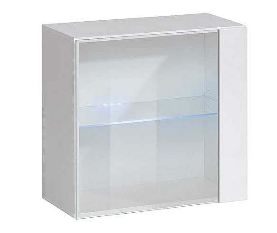 Salones Modernos Muebles Bonitos | Vitrina Colgante Modelo Berit Ld 60X60 En Color Roble Con Led