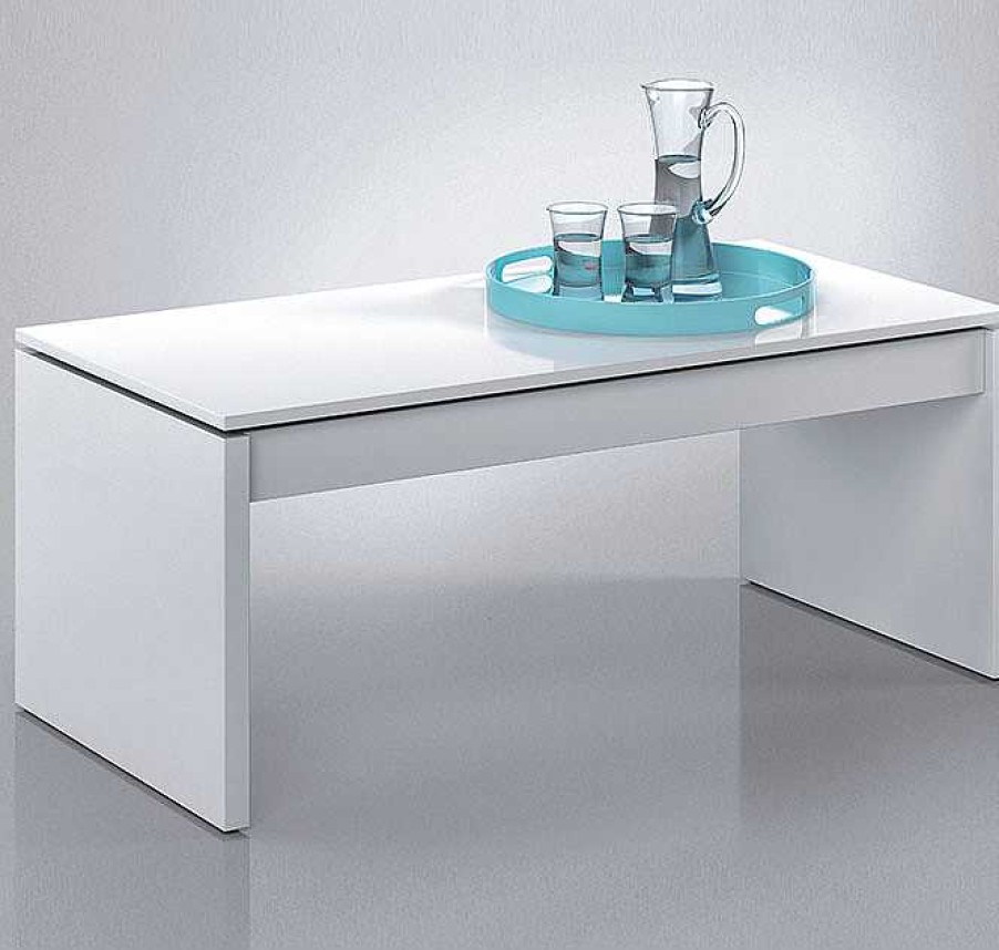 Salones Modernos Muebles Bonitos | Mesa De Centro Elevable Modelo Albaida En Color Blanco Brillo