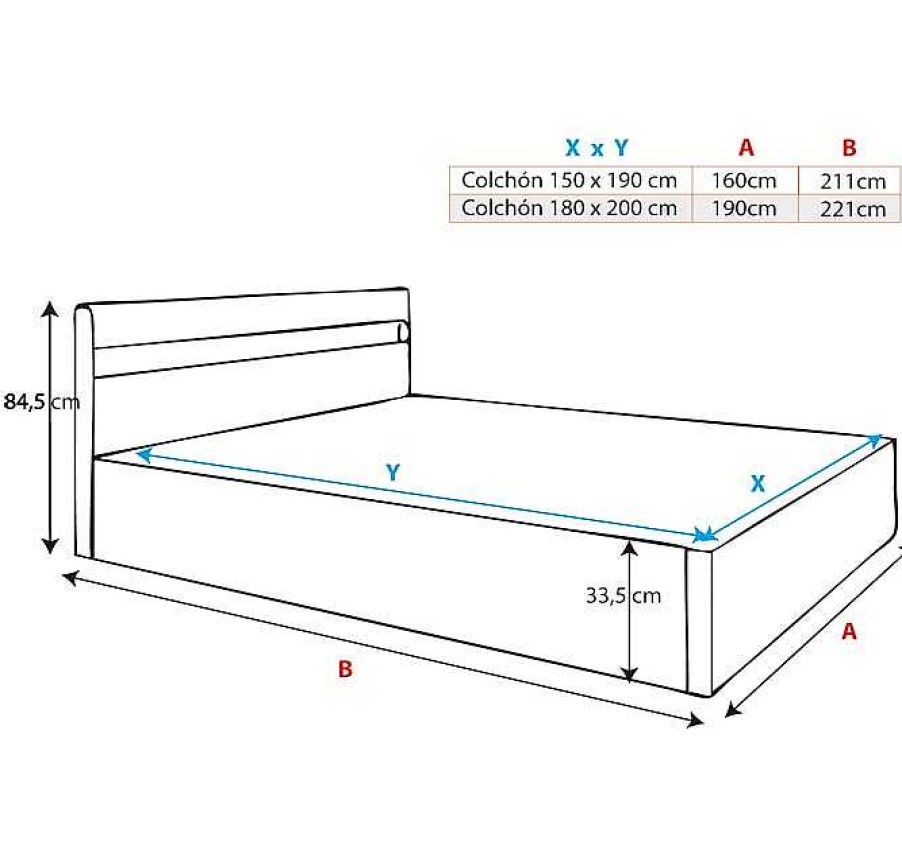 Dormitorios Muebles Bonitos Cama Canap Con M Sica Bahia En Color Blanco | Cama De Matrimonio Canap Con M Sica (Subwoofer) Bahia En Color Blanco (150X190Cm)