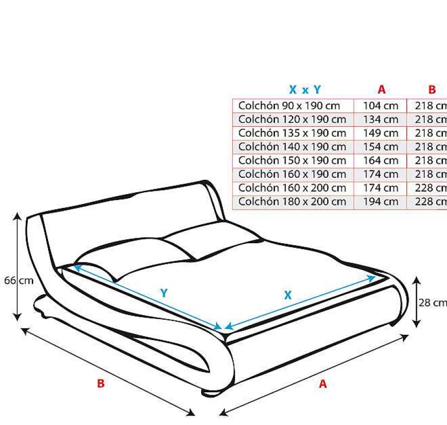 Dormitorios Muebles Bonitos Cama De Dise O Alessia En Color Blanco | Cama De Matrimonio Alessia En Color Blanco (180X200Cm)