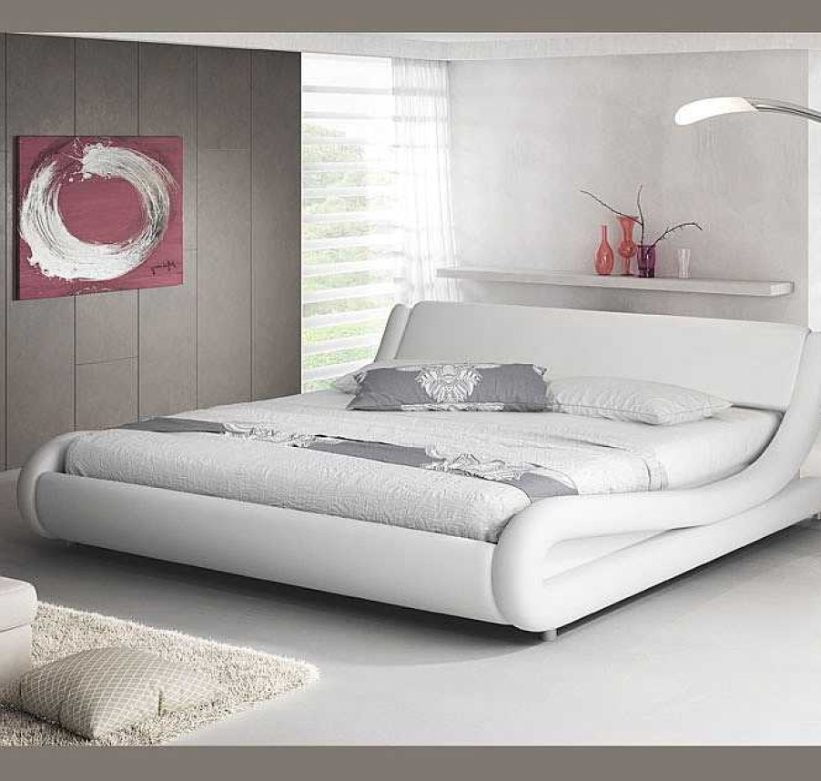 Dormitorios Muebles Bonitos Cama De Dise O Alessia En Color Blanco | Cama Alessia En Color Blanco (90X190Cm)