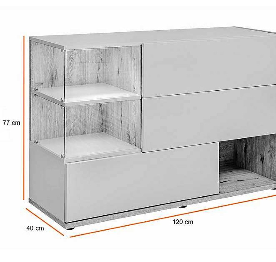 Salones Modernos Muebles Bonitos | Aparador Modelo Odin Color Gris Perla Y Truffle