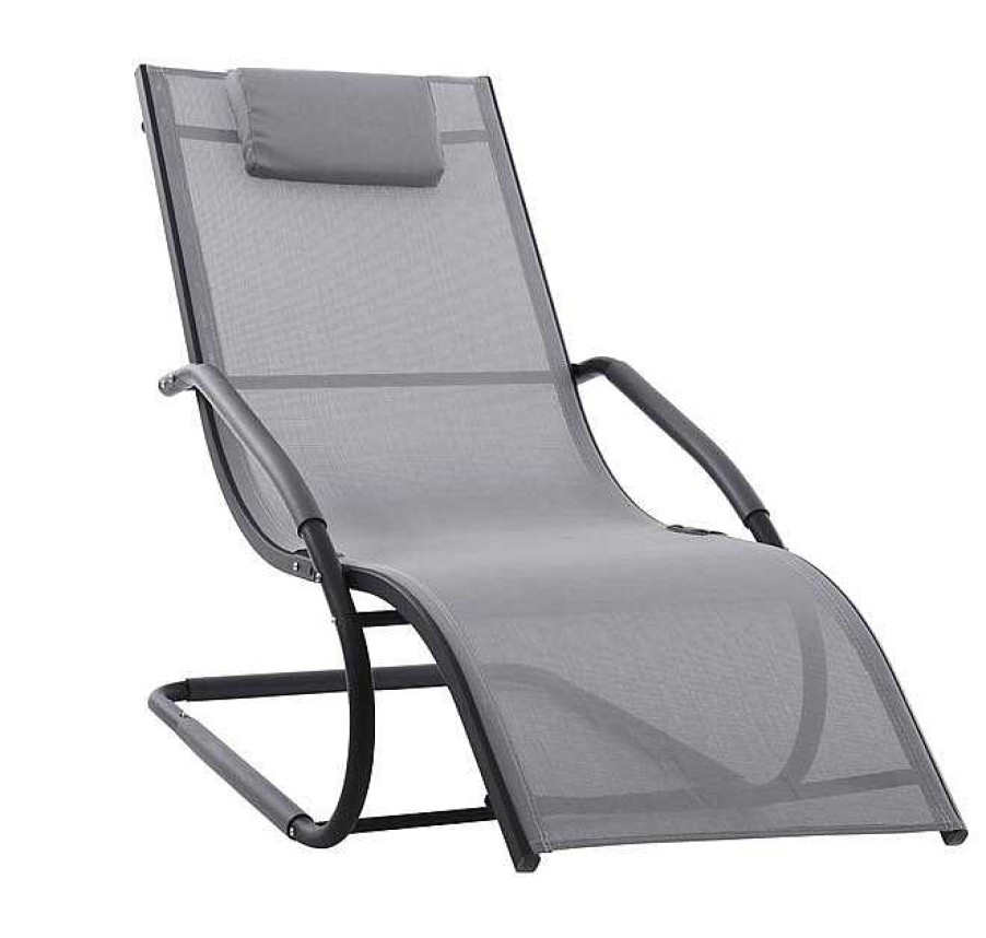 Muebles De Jard N Muebles Bonitos | Wave Chaise Longue - Aluminium - Gris On Matte Black