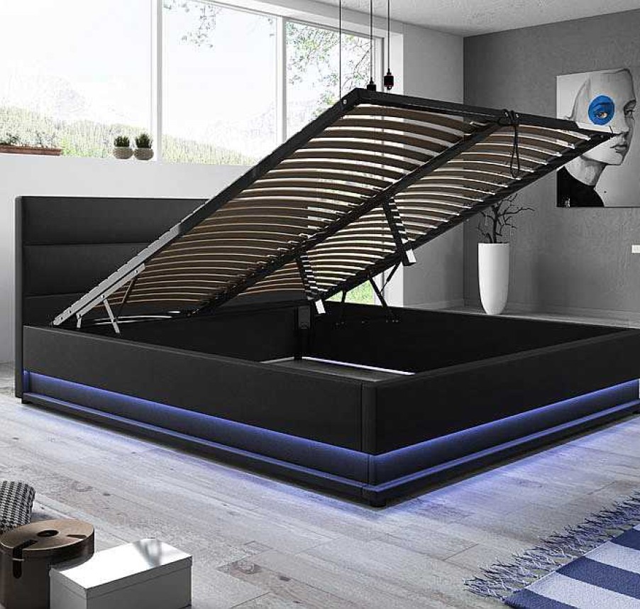 Dormitorios Muebles Bonitos Cama De Matrimonio Con Canap Nitas En Color Negro X Cm