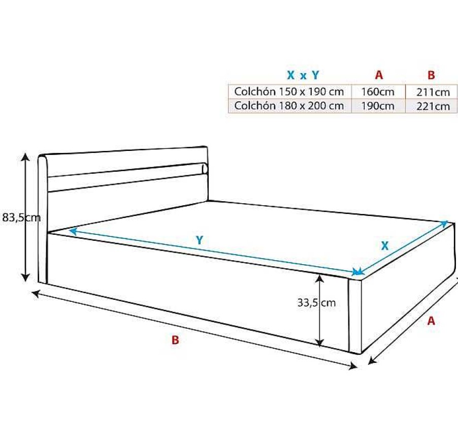 Dormitorios Muebles Bonitos Cama Canap Ades En Color Negro | Cama De Matrimonio Canap Ades En Color Negro (180X200Cm)