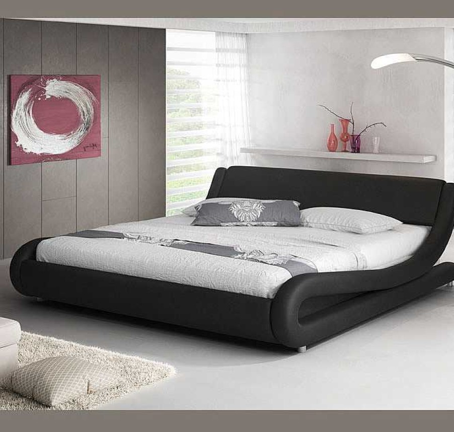 Dormitorios Muebles Bonitos Cama De Dise O Alessia En Color Negro | Cama Alessia En Color Negro (90X190Cm)