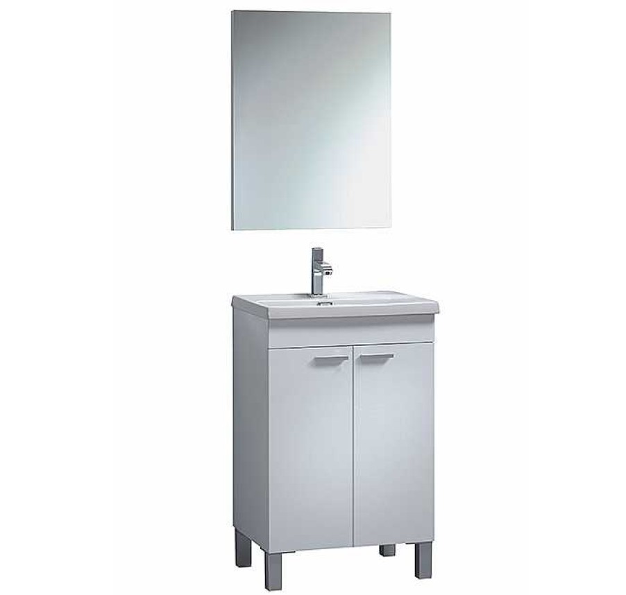 Muebles De Ba O Muebles Bonitos | Mueble Lavabo 2 Puertas + Espejo Modelo Veneto 1 En Color Blanco