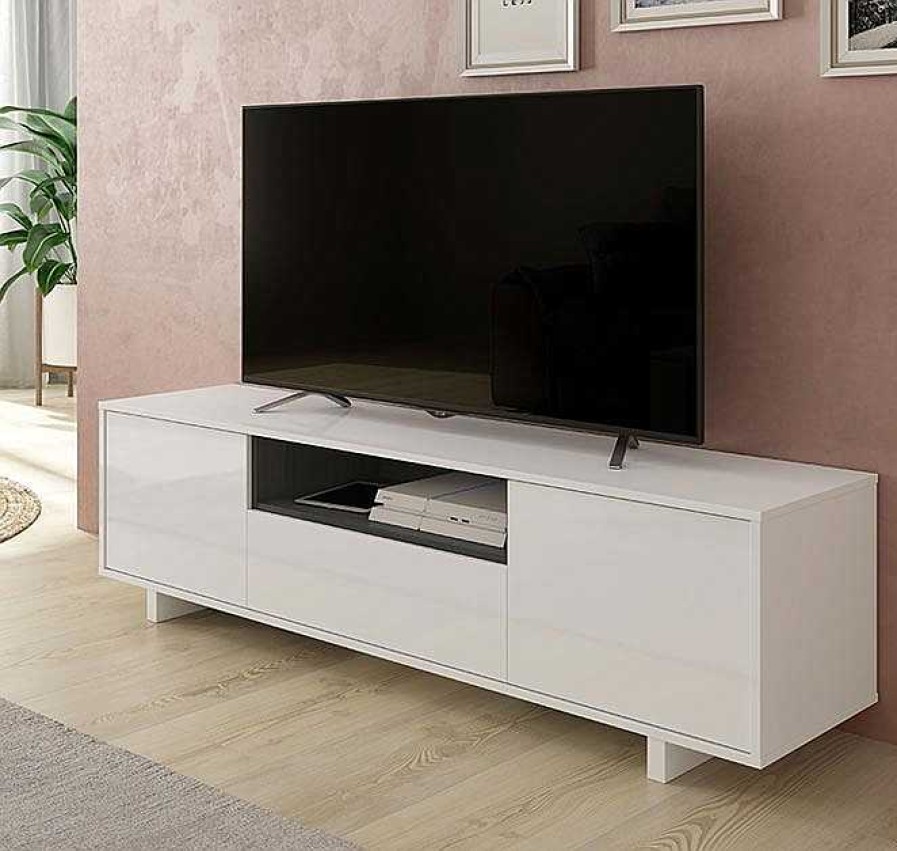 Salones Modernos Muebles Bonitos | Mueble De Televisi N Modelo Salerno En Color Blanco Y Gris