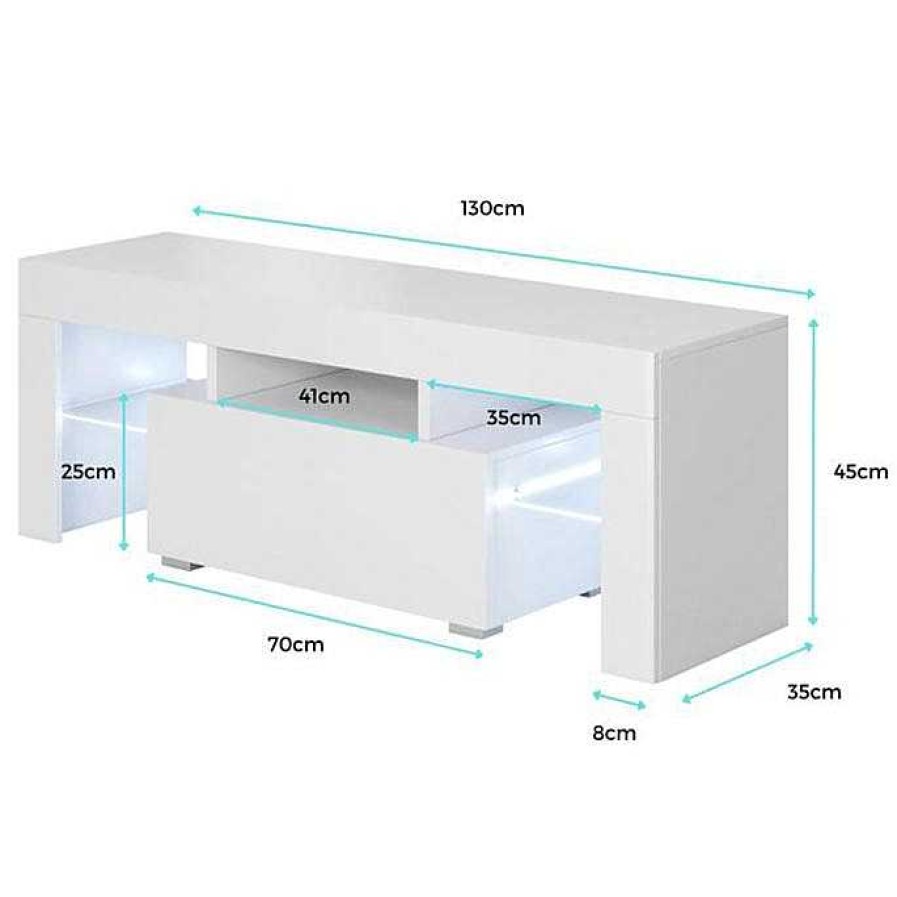 Salones Modernos Muebles Bonitos | Mueble Tv Modelo Elio (130X45Cm) Color Negro Con Led