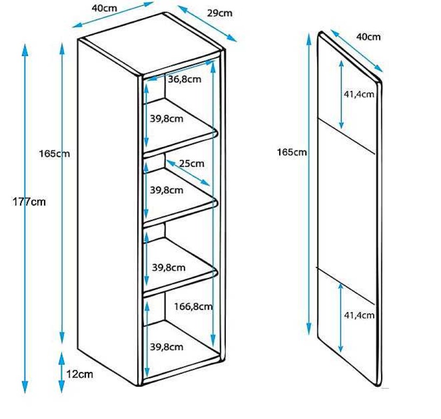 Salones Modernos Muebles Bonitos | Vitrina Modelo Luke V6 (40X177Cm) Color Blanco Con Patas De Aluminio