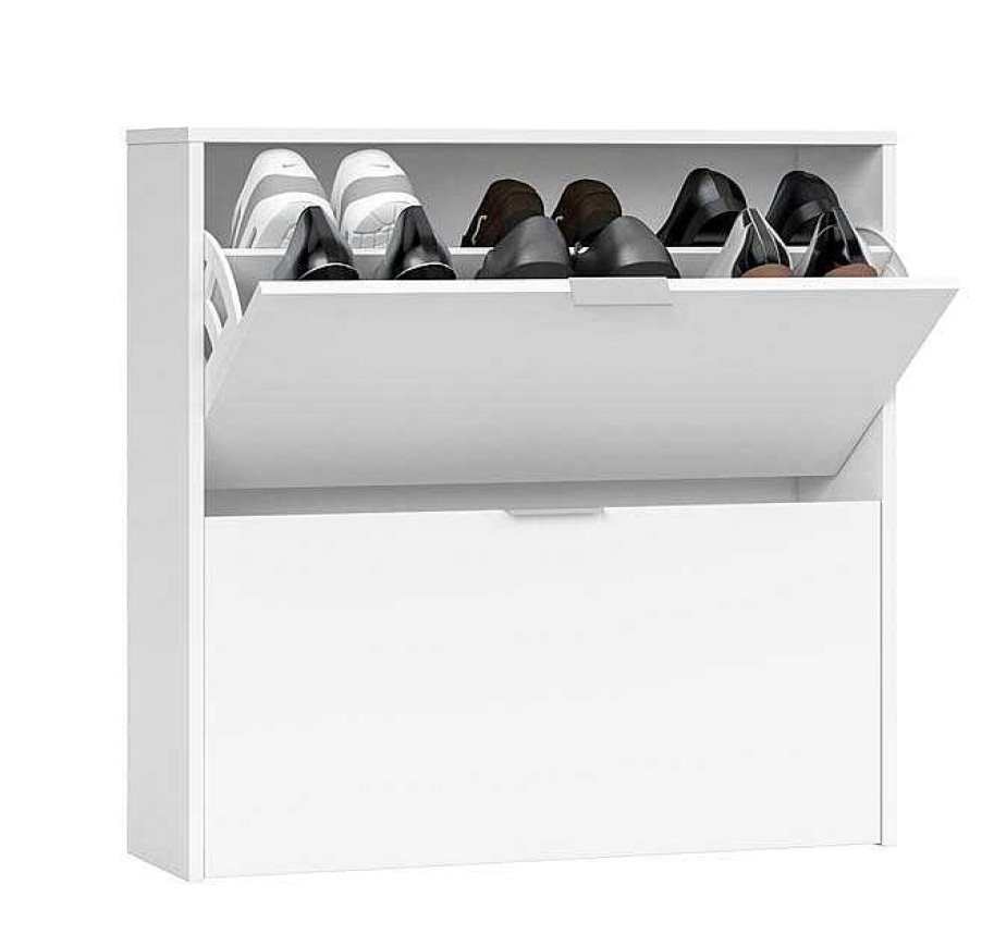 Recibidores Modernos Muebles Bonitos | Zapatero 2 Puertas Abatibles Modelo Ondara En Color Blanco