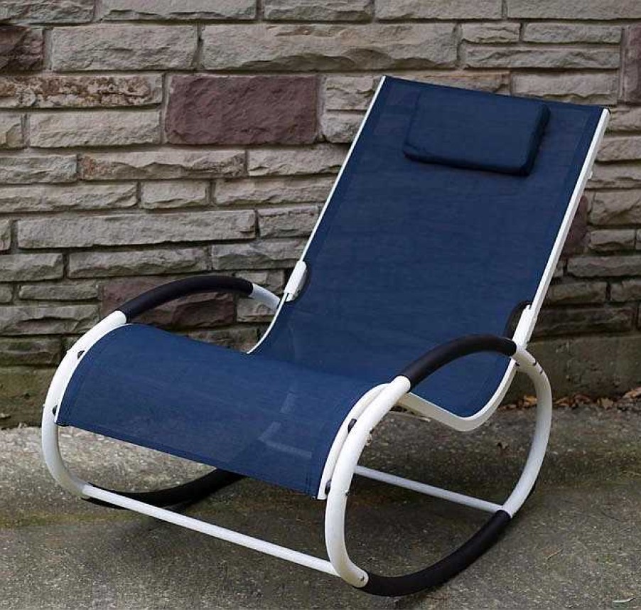 Muebles De Jard N Muebles Bonitos | Wave Rocker Longue - Aluminum - Navy On Matte White