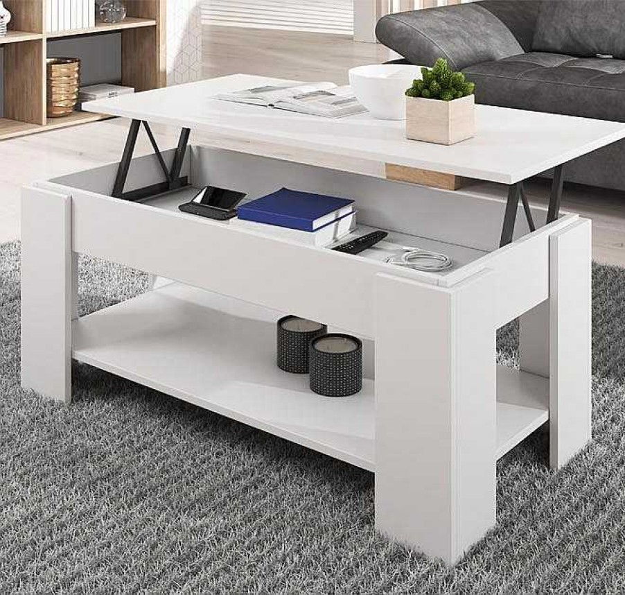 Salones Modernos Muebles Bonitos | Mesa De Centro Elevable Nicoleta Color Blanco