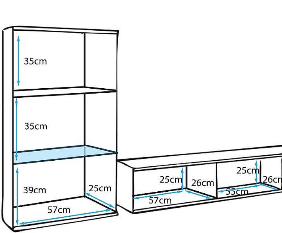 Salones Modernos Muebles Bonitos Mueble De Sal N Atila (2,35M) | Mueble De Sal N Atila Blanco Mate Y Cristal Negro (2,35M)