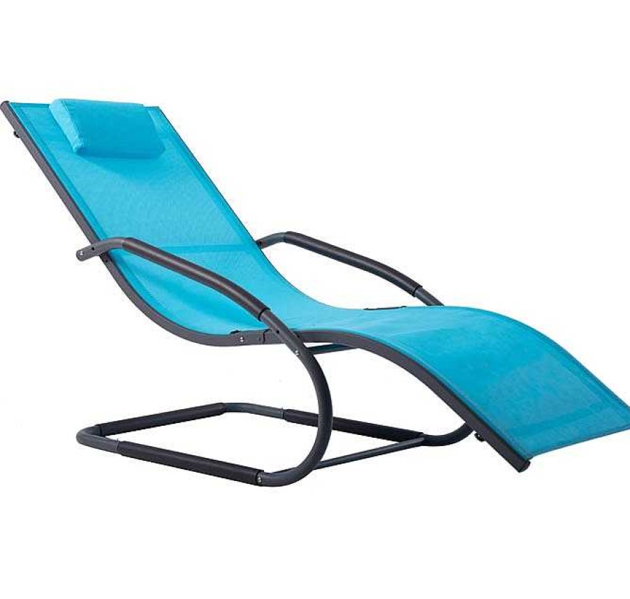 Muebles De Jard N Muebles Bonitos | Wave Chaise Longue - Aluminum - Ocean Blue On Matte Grey