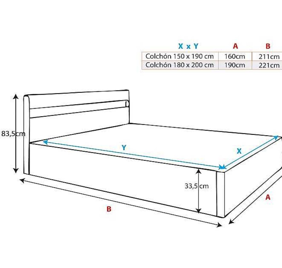 Dormitorios Muebles Bonitos Cama Canap Ades En Color Negro | Cama De Matrimonio Canap Ades En Color Negro (150X190Cm)