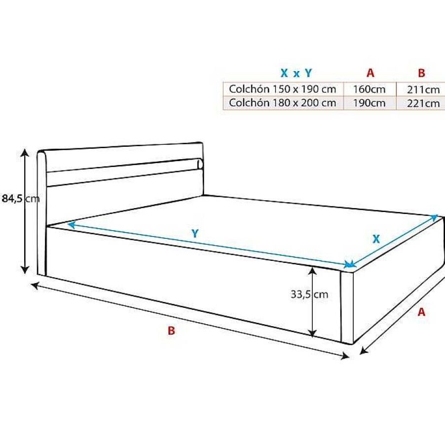 Dormitorios Muebles Bonitos Cama Canap Bahia Blanco Con Colch N | Cama De Matrimonio Canap Con M Sica (Subwoofer) Bahia En Color Blanco Con Colch N (150X190Cm)