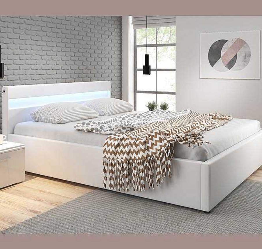 Dormitorios Muebles Bonitos Cama Canap Ades En Color Blanco | Cama De Matrimonio Canap Ades En Color Blanco (180X200Cm)