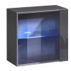 Salones Modernos Muebles Bonitos | Vitrina Colgante Modelo Berit Ld 60X60 En Color Gris Con Led