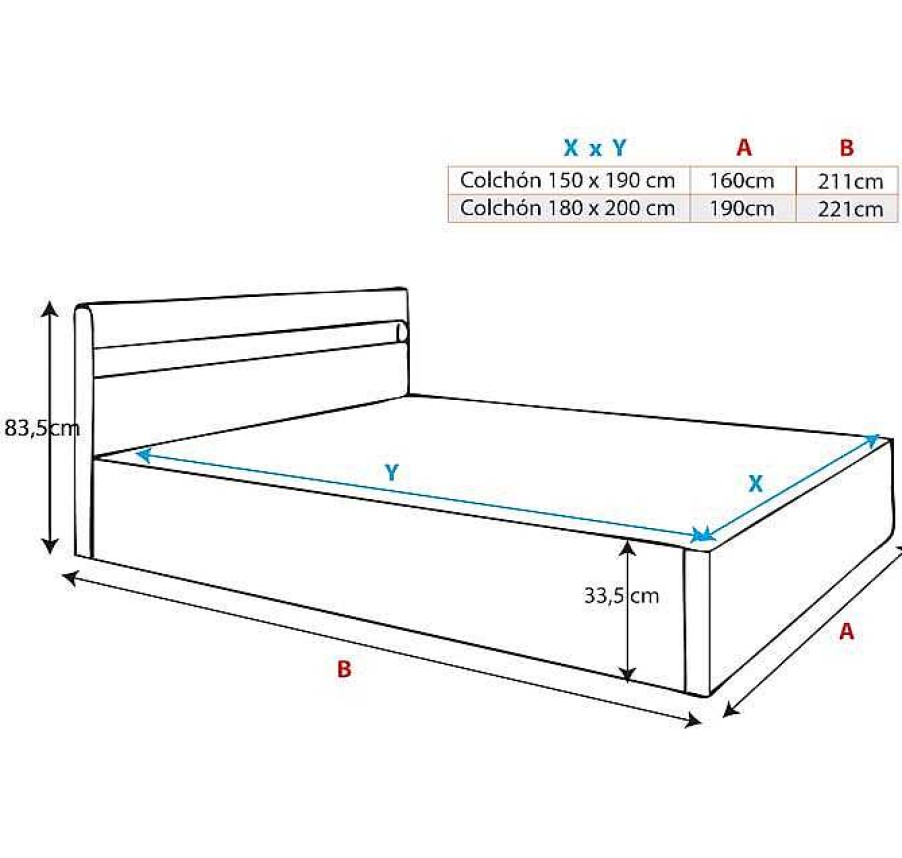 Dormitorios Muebles Bonitos Cama Canap Ades Negro Con Colch N | Cama De Matrimonio Canap Ades En Color Negro Con Colch N (150X190Cm)