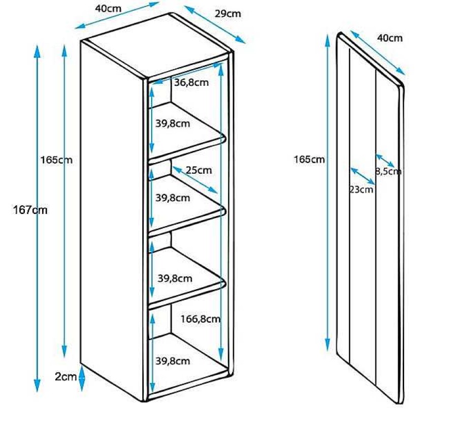 Salones Modernos Muebles Bonitos | Vitrina Modelo Luke V5 (40X167Cm) Color Negro Con Patas Est Ndar