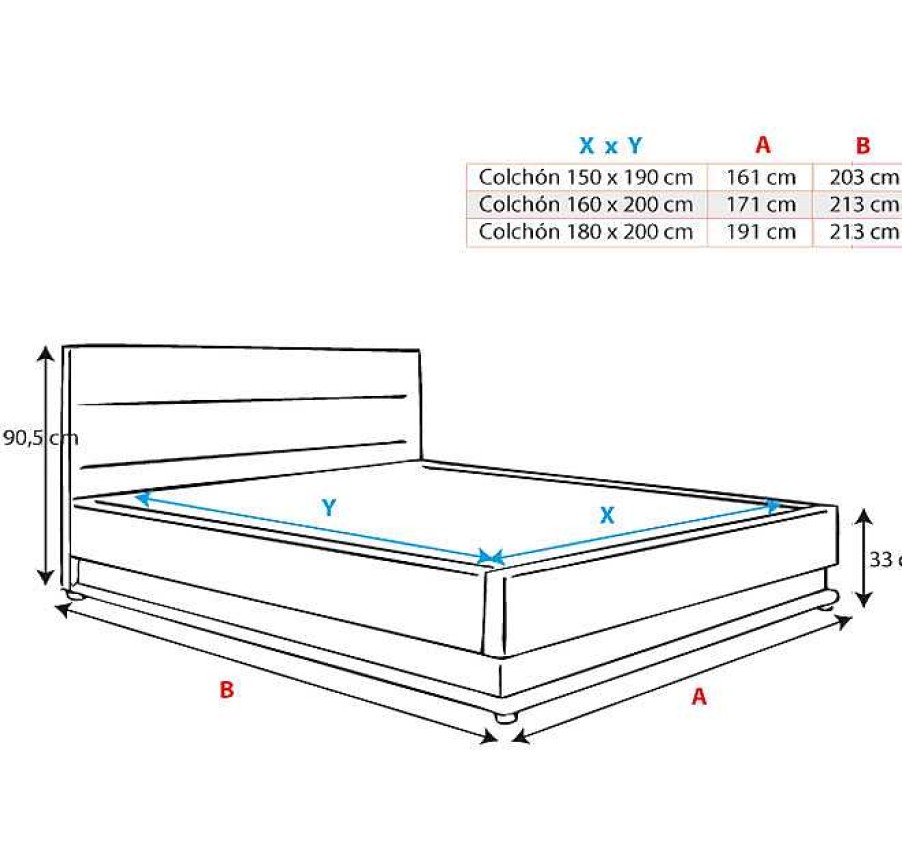 Dormitorios Muebles Bonitos | Cama De Matrimonio Con Canap Nitas En Color Blanco (150X190Cm)