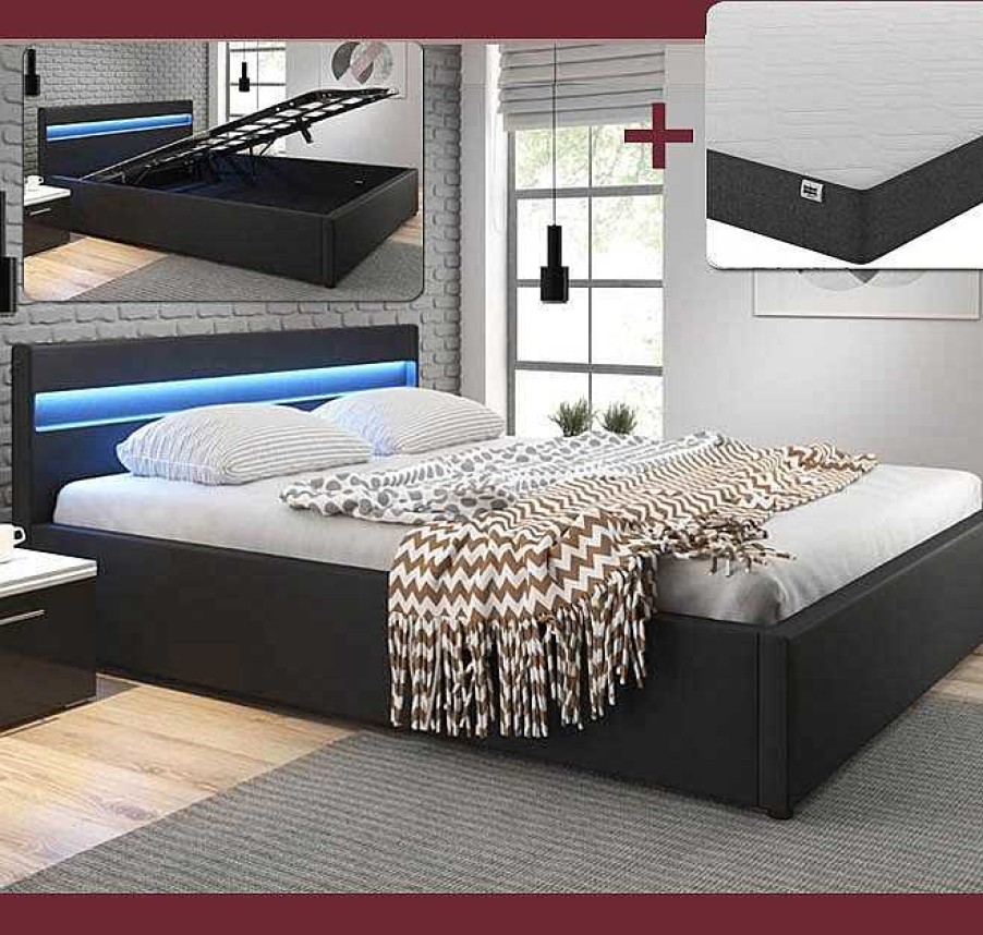 Dormitorios Muebles Bonitos Cama Canap Ades Negro Con Colch N Cama De