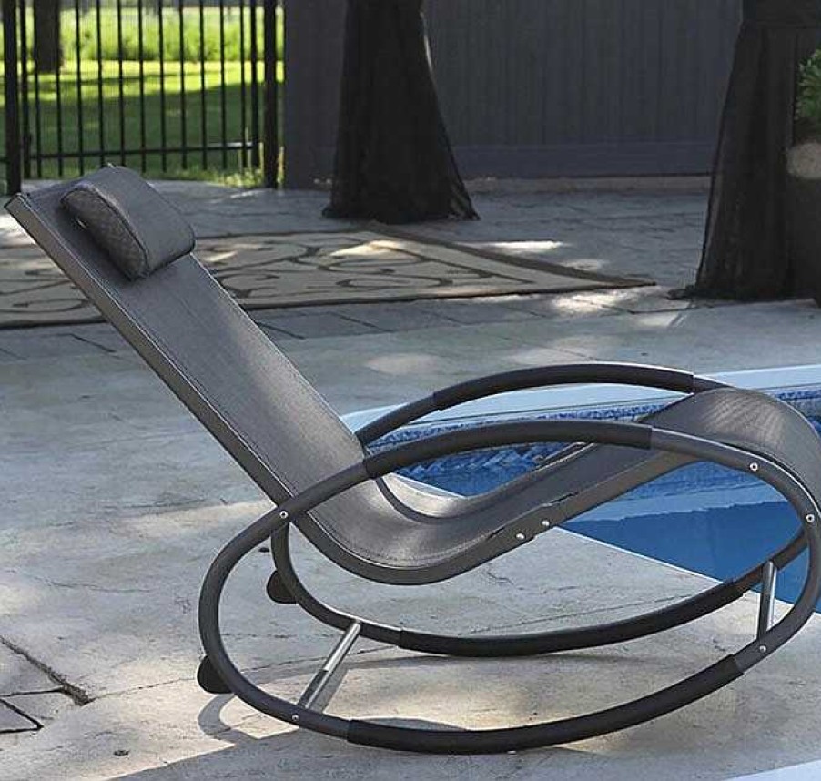 Muebles De Jard N Muebles Bonitos | Wave Chaise Bascule - Aluminium - Chrome Noir