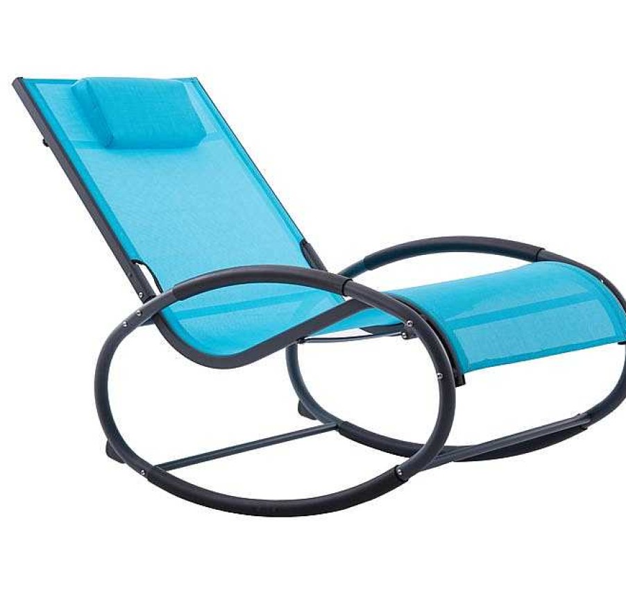 Muebles De Jard N Muebles Bonitos | Wave Rocker Longue - Aluminum - Ocean Blue On Matte Grey