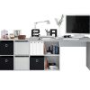 Oficina Muebles Bonitos | Mesa Escritorio Con Buc Modelo Aosta En Color Blanco Y Cemento