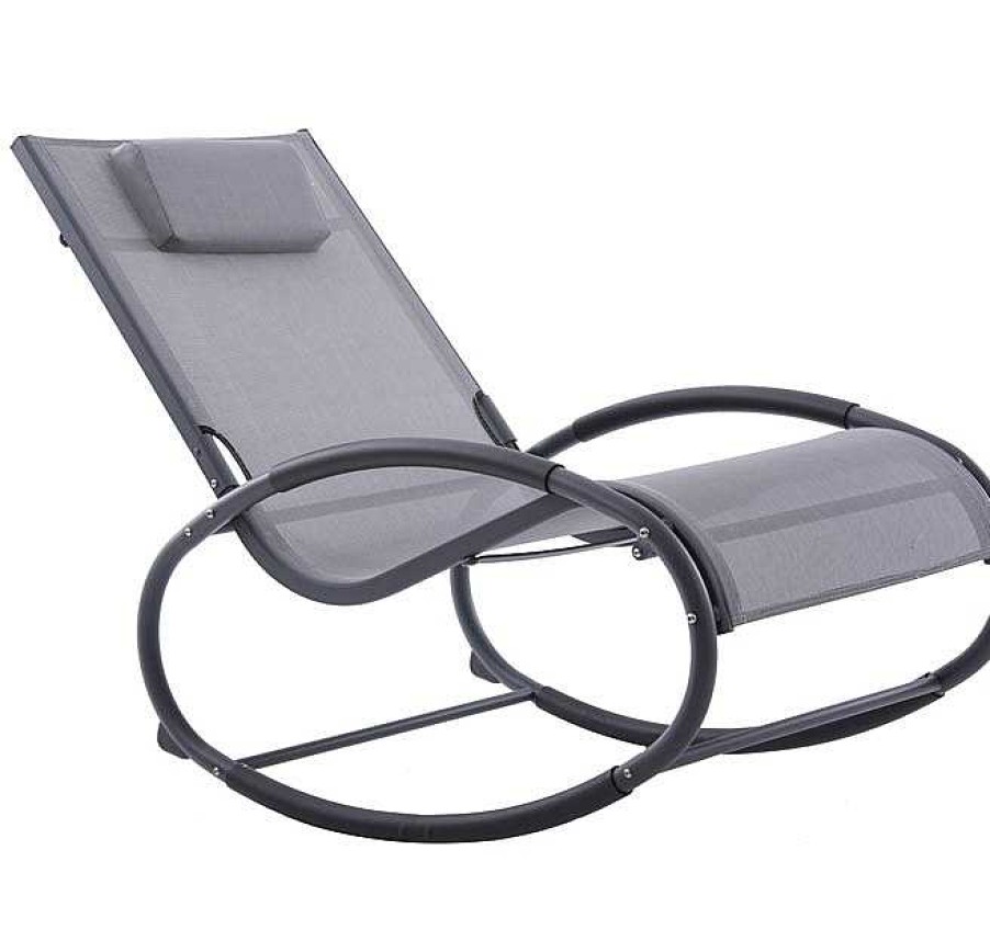 Muebles De Jard N Muebles Bonitos | Wave Rocker Longue - Aluminium - Gris On Matte Black