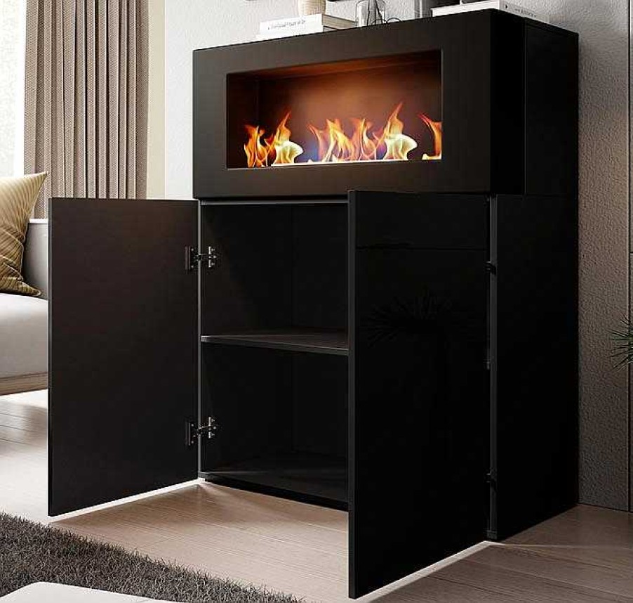 Salones Modernos Muebles Bonitos | Aparador Con Chimenea Erica Negro