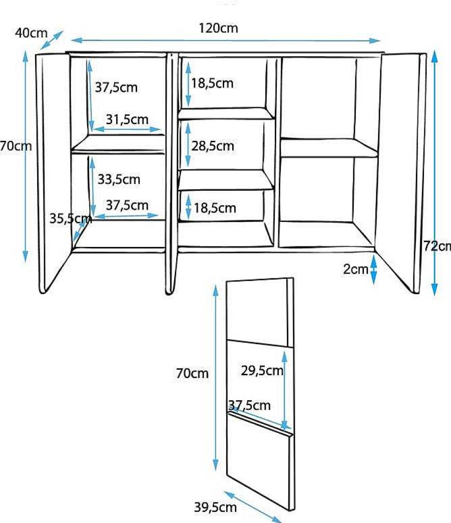 Salones Modernos Muebles Bonitos | Aparador Modelo Luke A2 (120X72Cm) Color Blanco Con Patas Est Ndar