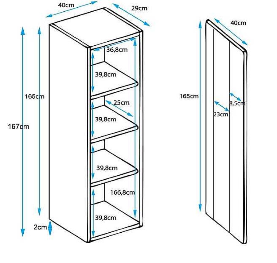 Salones Modernos Muebles Bonitos | Vitrina Modelo Luke V5 (40X167Cm) Color Blanco Con Patas Est Ndar