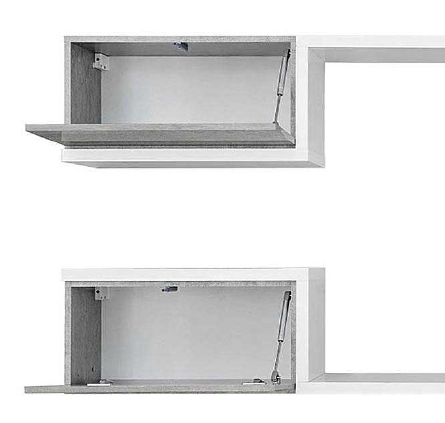 Salones Modernos Muebles Bonitos Mueble De Sal N Urko (2,3M) | Mueble De Sal N Modelo Urko Color Blanco Y Gris Cemento (2,3M)