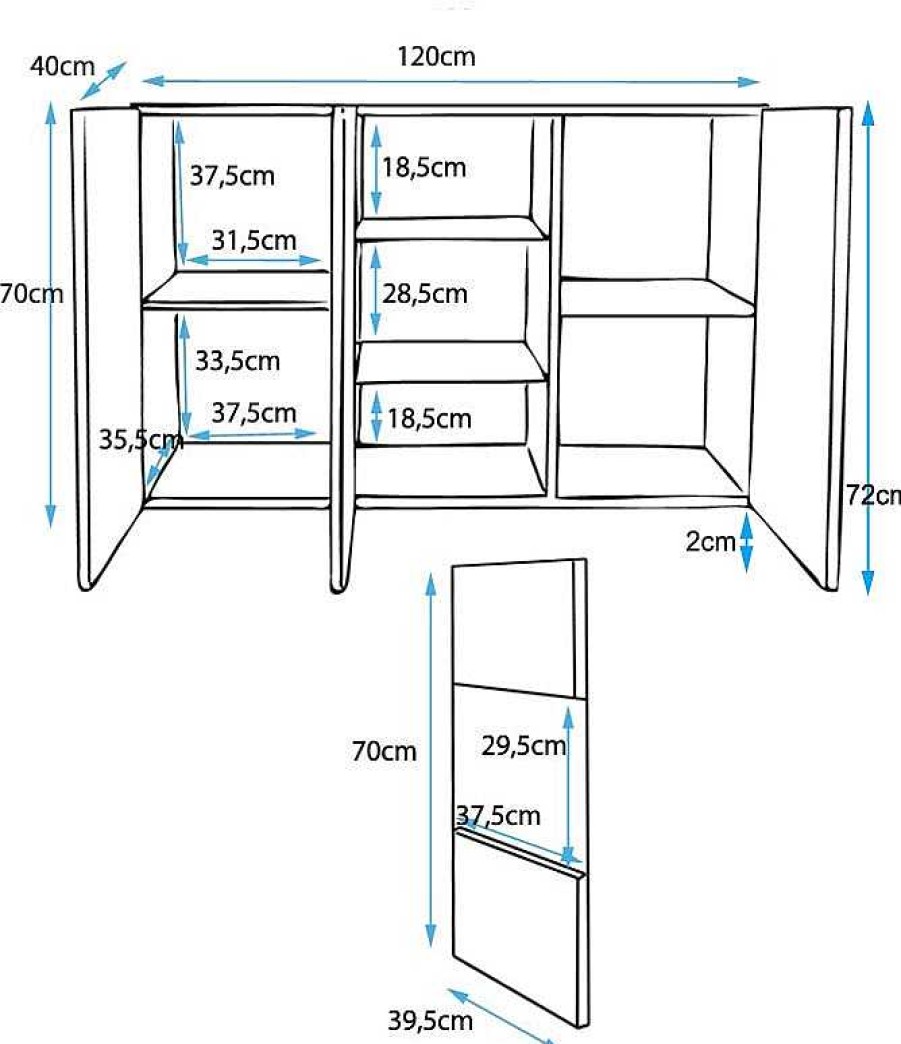 Salones Modernos Muebles Bonitos | Aparador Modelo Luke A2 (120X72Cm) Color Negro Y Blanco Con Patas Est Ndar