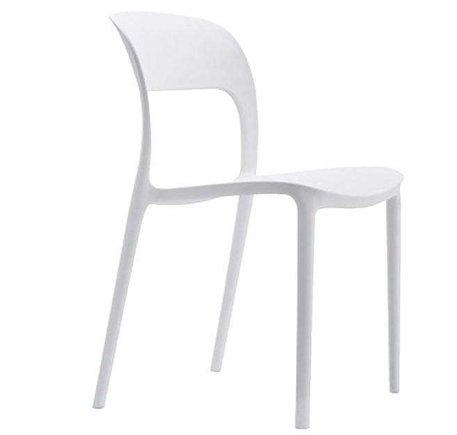 Muebles De Jard N Muebles Bonitos | Silla De Comedor Hakon De Polipropileno Color Blanco