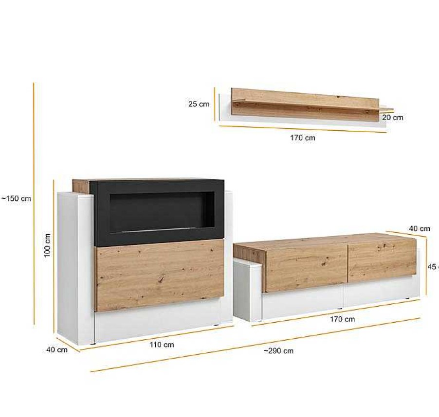 Salones Modernos Muebles Bonitos Mueble De Sal N Berlin (2,9M) | Mueble De Sal N Modelo Berlin Color Blanco Y Artrisan (2,9M)