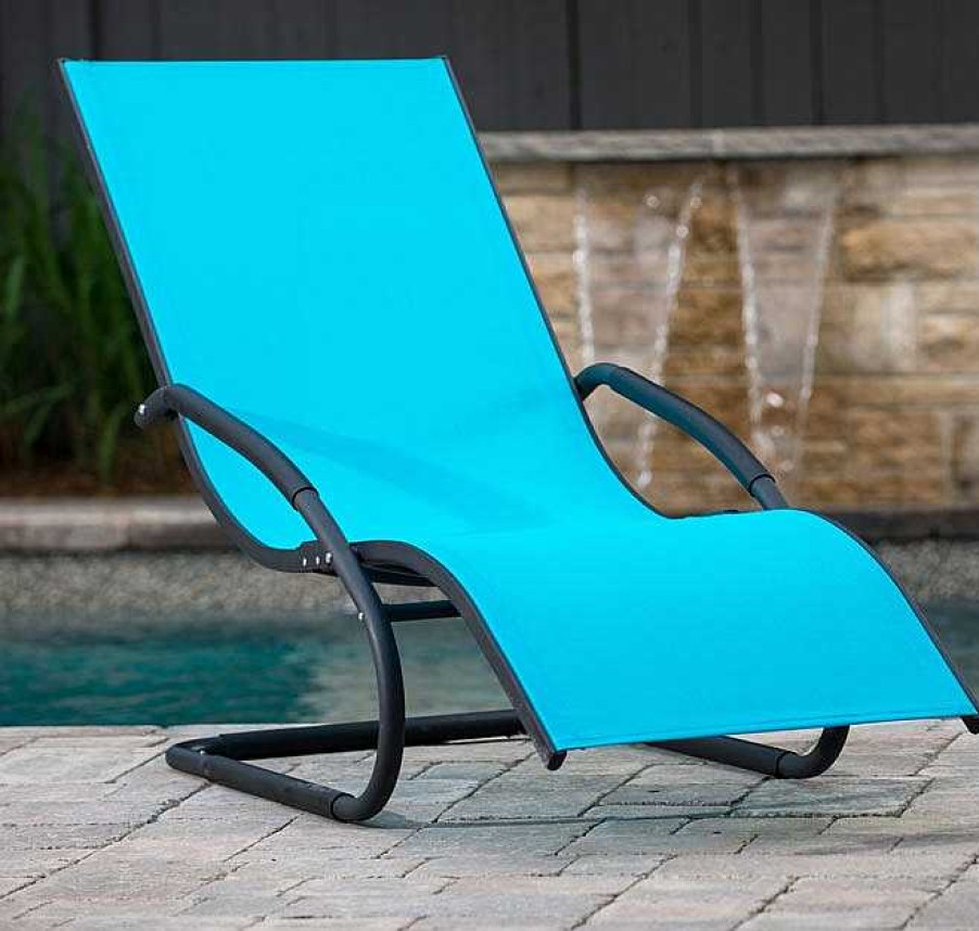 Muebles De Jard N Muebles Bonitos | Wave Chaise Longue - Aluminum - Ocean Blue On Matte Grey