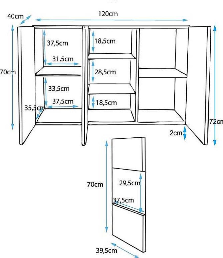 Salones Modernos Muebles Bonitos | Aparador Modelo Luke A2 (120X72Cm) Color Blanco Y Sonoma Con Patas Est Ndar