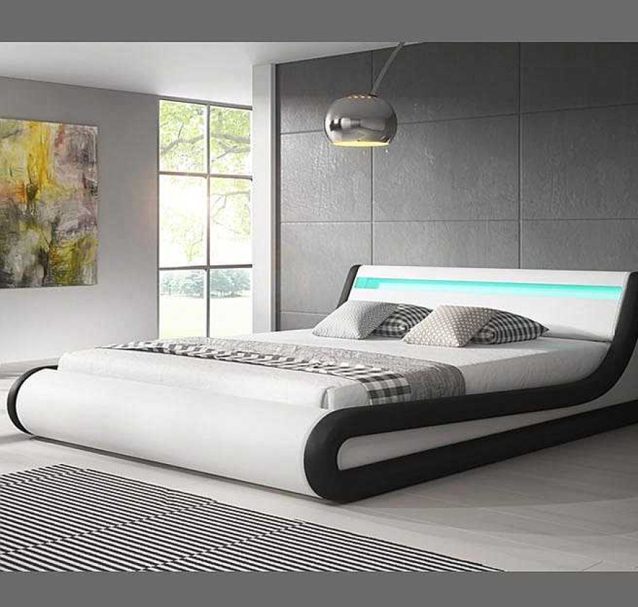 Dormitorios Muebles Bonitos Cama Canap Parisina En Color Blanco Y Negro | Cama De Matrimonio Con Canap Parisina En Color Blanco Con Negro (140X190Cm)