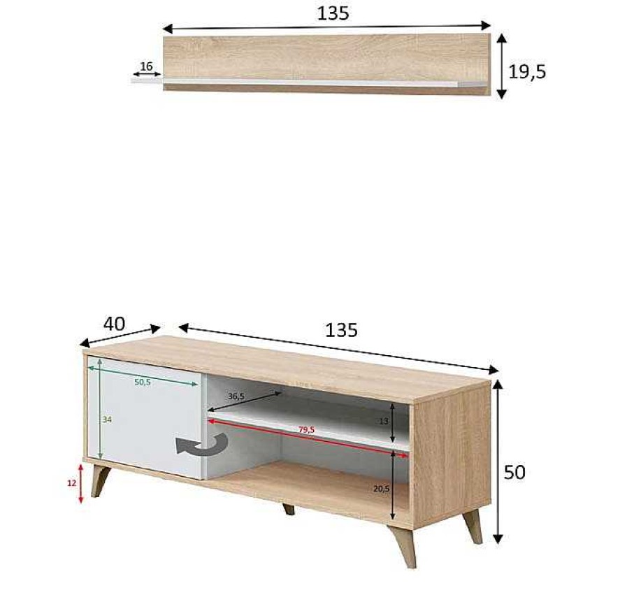 Salones Modernos Muebles Bonitos | Mueble De Televisi N Modelo Skara En Color Sonoma Y Blanco